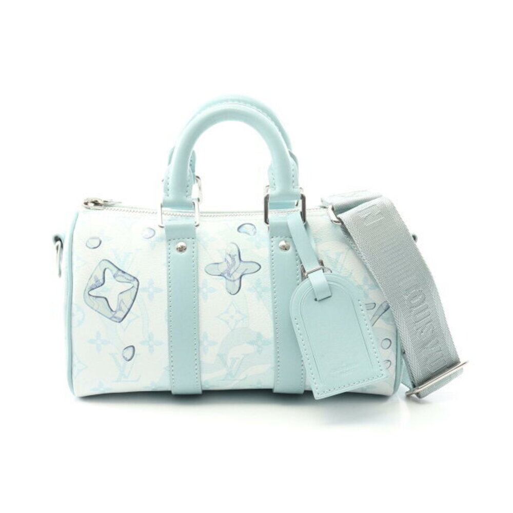Louis Vuitton Keepall Bandouliere Aqua Garden Handbag Blue